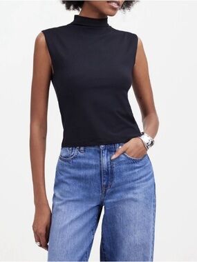 Madewell Black Sleeveless Mock Neck Tank